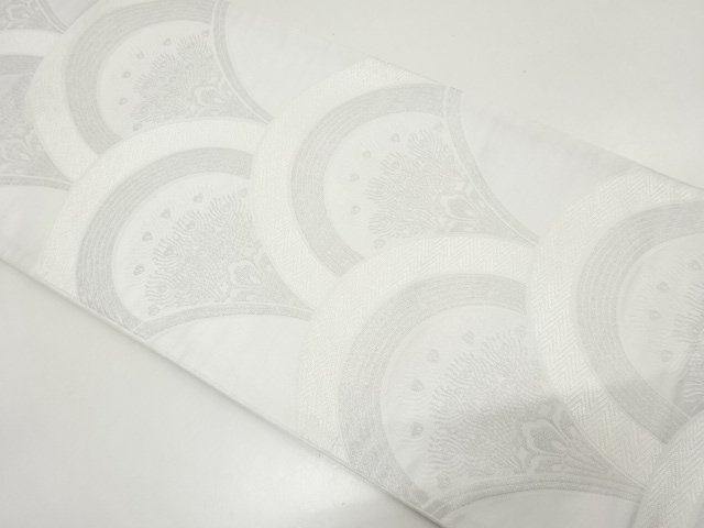 孔雀羽根青海波模様織り出し　袋帯